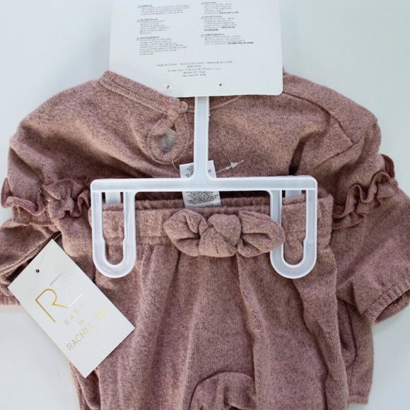 RZ Baby by Rachel Zoe 3 Piece Set Long Sleeve Top, Pant & Headband 0-3M - Picture 2 of 5